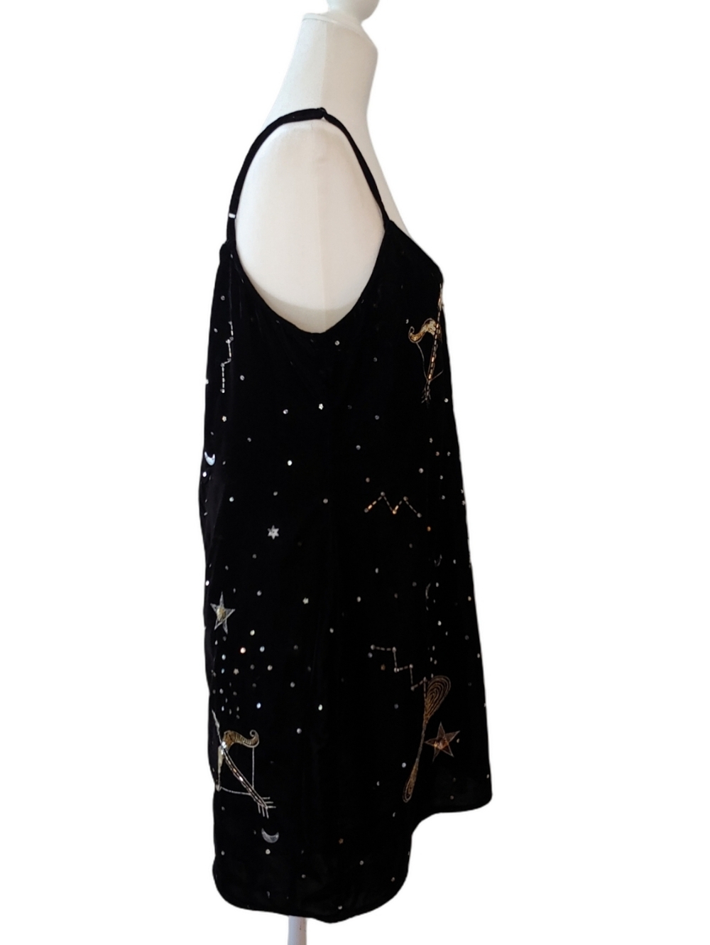 Nasty Gal Black Velvet Celestial Sequin Tank Mini Dress Women's size 10 NWT - Picture 8 of 16